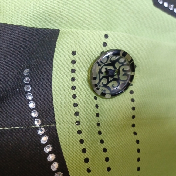 Great Cavalier Light Green Black Embellished Blazer, sz L - Picture 5 of 5